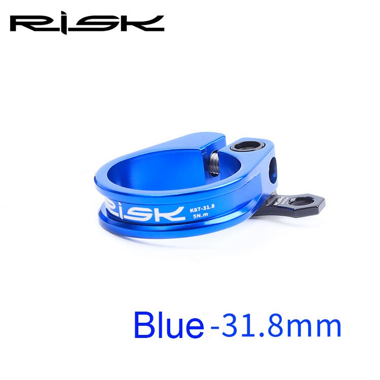 Cykel 31.8/34.9mm mtb cykel sadelpind klemme ultralet lås cykel saddelpinde klemmer med kabel organizer road cykel sadelpind klip: 31.8mm blå