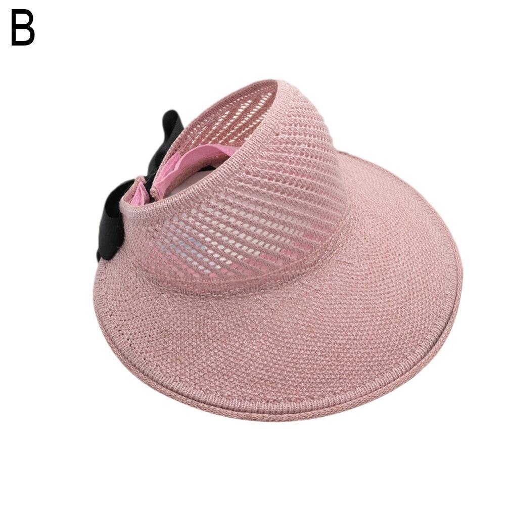 Outdoor Zomer Vrouwelijke Zon Hoeden Grote Rand Klassieke Strik Stro Voor Vrouwen Strand Hoed Casual Mode Uv Cap Opvouwbare Hoed protec P2U8: B