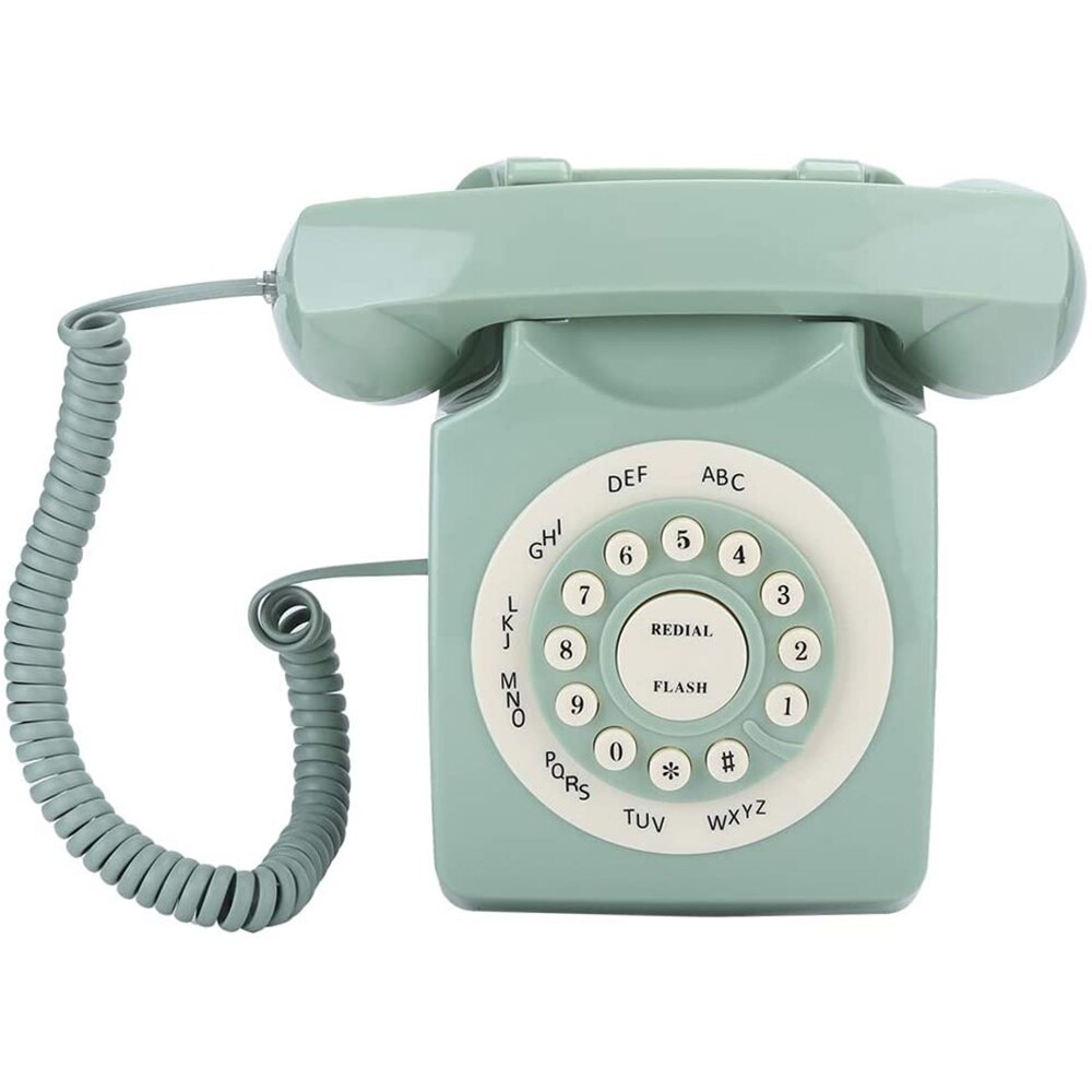 Vintage fasttelefon telefon retro stil ledet stasjonær telefon antikk europeisk telefon grønn hd -samtale stor klar knapp