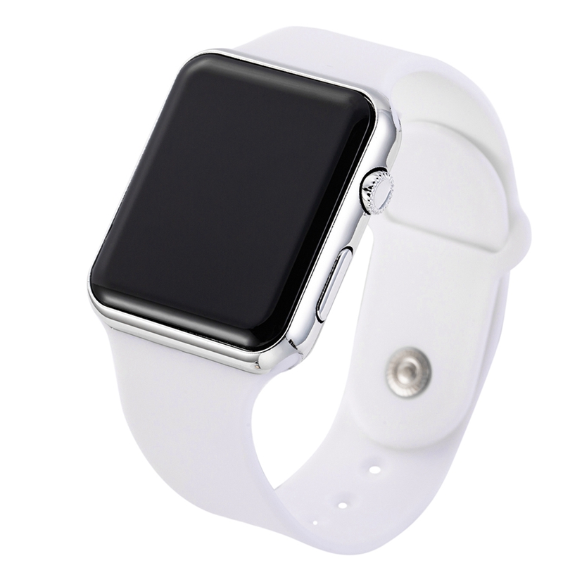 Sport Digitale Horloge Mannen Vrouwen Horloge Led Elektronische Horloge Mannen Vrouwen Horloges Dames Siliconen Band Klok Relogio Digitale: white silver