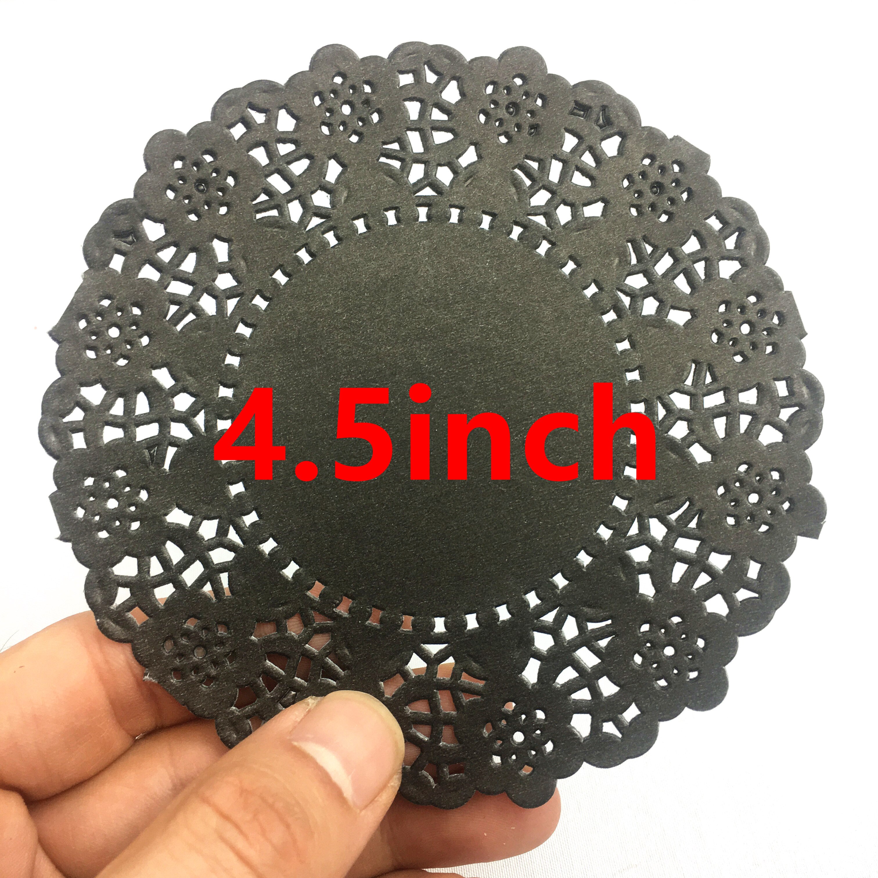 50pcs 4.5inch Black Round Diameter 114mm Paper Lace Doilies for Cake Placemat Party Decoration
