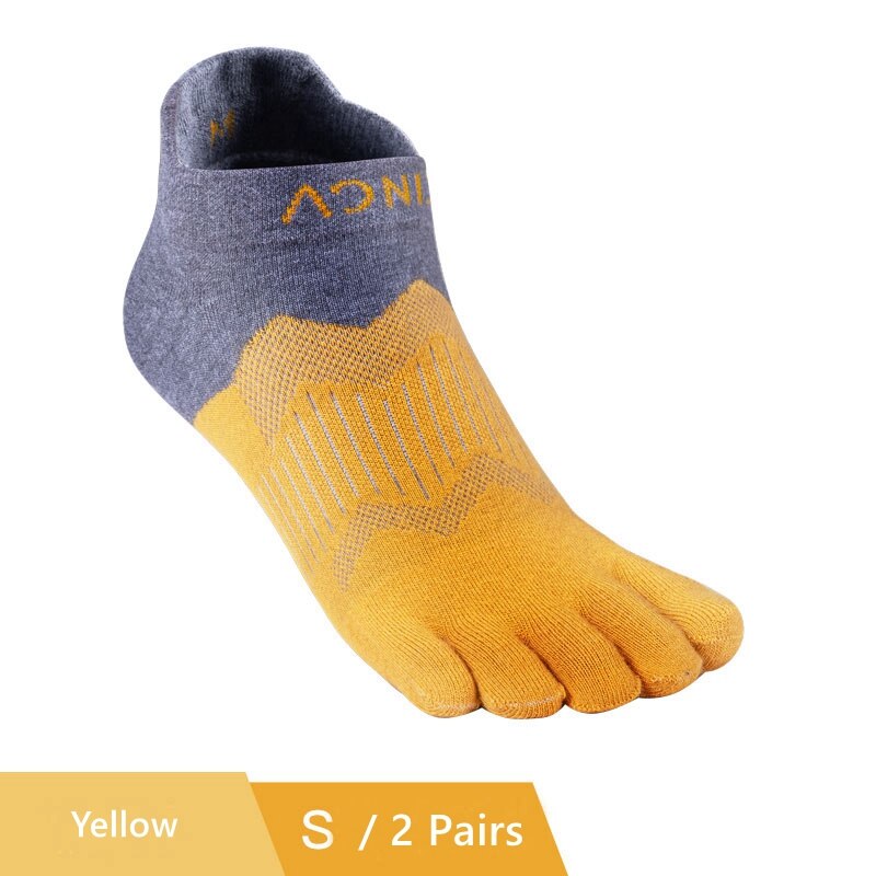 AONIJIE 2 Pairs Außen Socken Schnell Trocknend Fünf Kappe Socken Tragbare Toesocks Für Camping Wandern Trail Running Jogging E4810 E4806: Yellow S Size