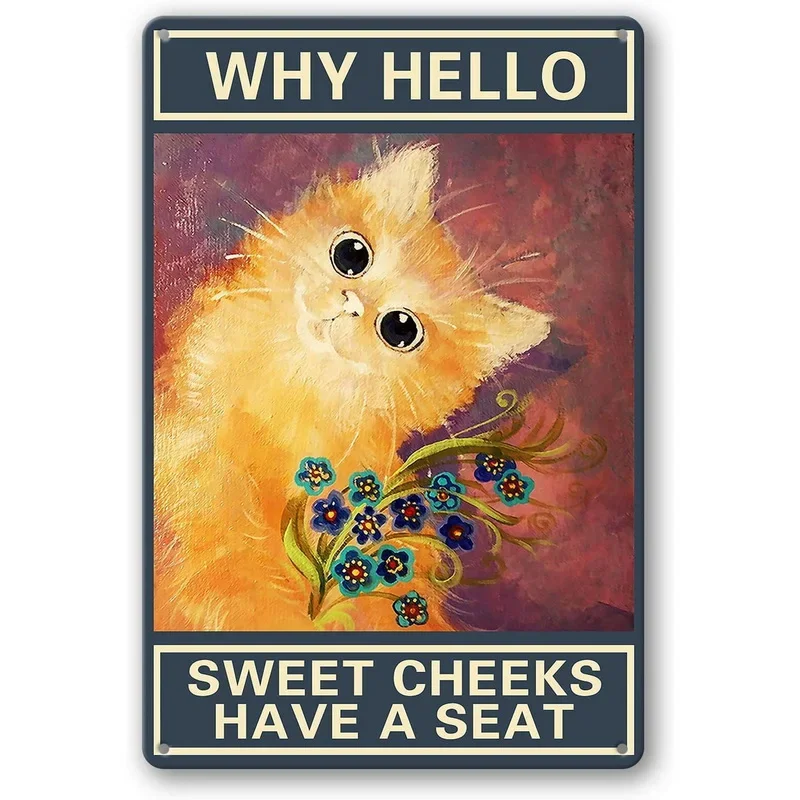 retro Katze Kaffee Metallschild Jahrgang Küchenschilder Wanddekoration Weil Mord ist falsch Lustige Schilder Bar Dekorationen Kunst Poster
