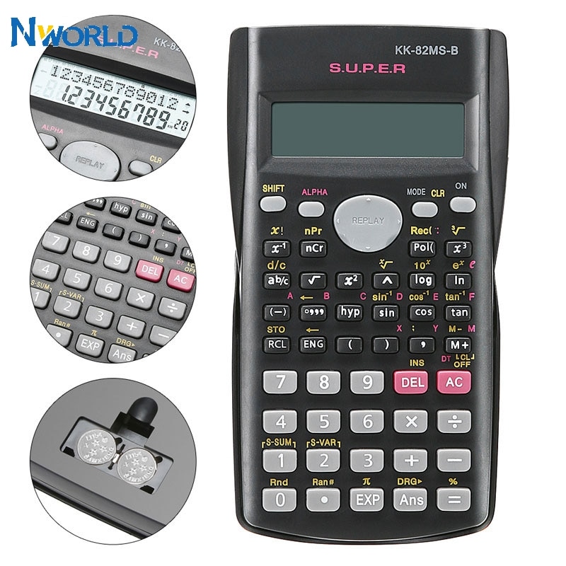 Nworld Scientific Calculator Handheld 2-Line Display Digital LCD Engineering Calculators Graphic Calculator Multi-function