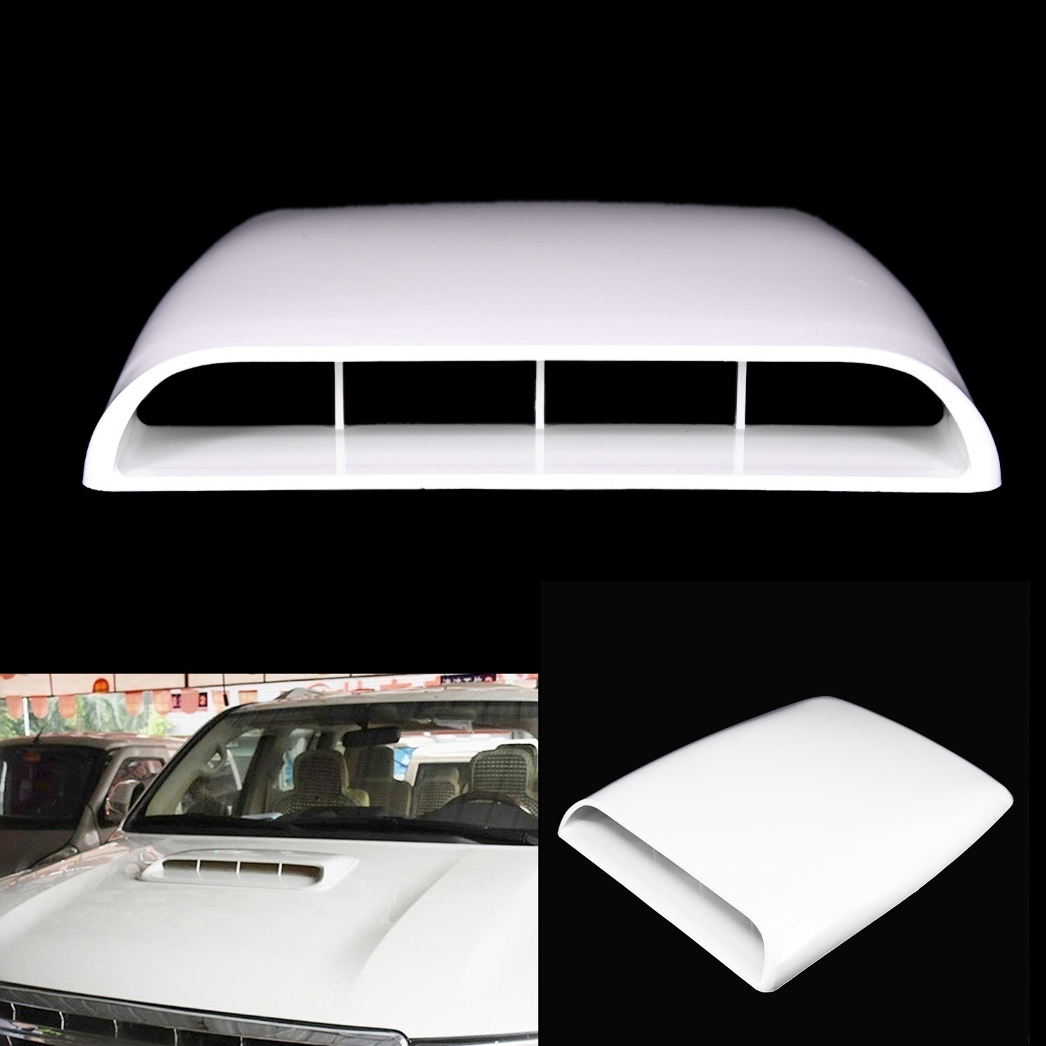 Universal car 28*25*3.3cm decortor luftflödesintag huv scoop ventil motorhuvsskydd