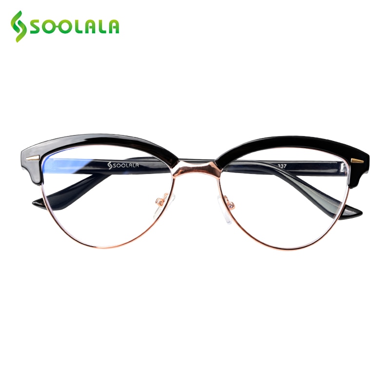 SOOLALA ojo de gato Semi-Rimless Anti luz azul filtro gafas marco mujeres azul claro bloqueo Anti radiación gafas de ordenador