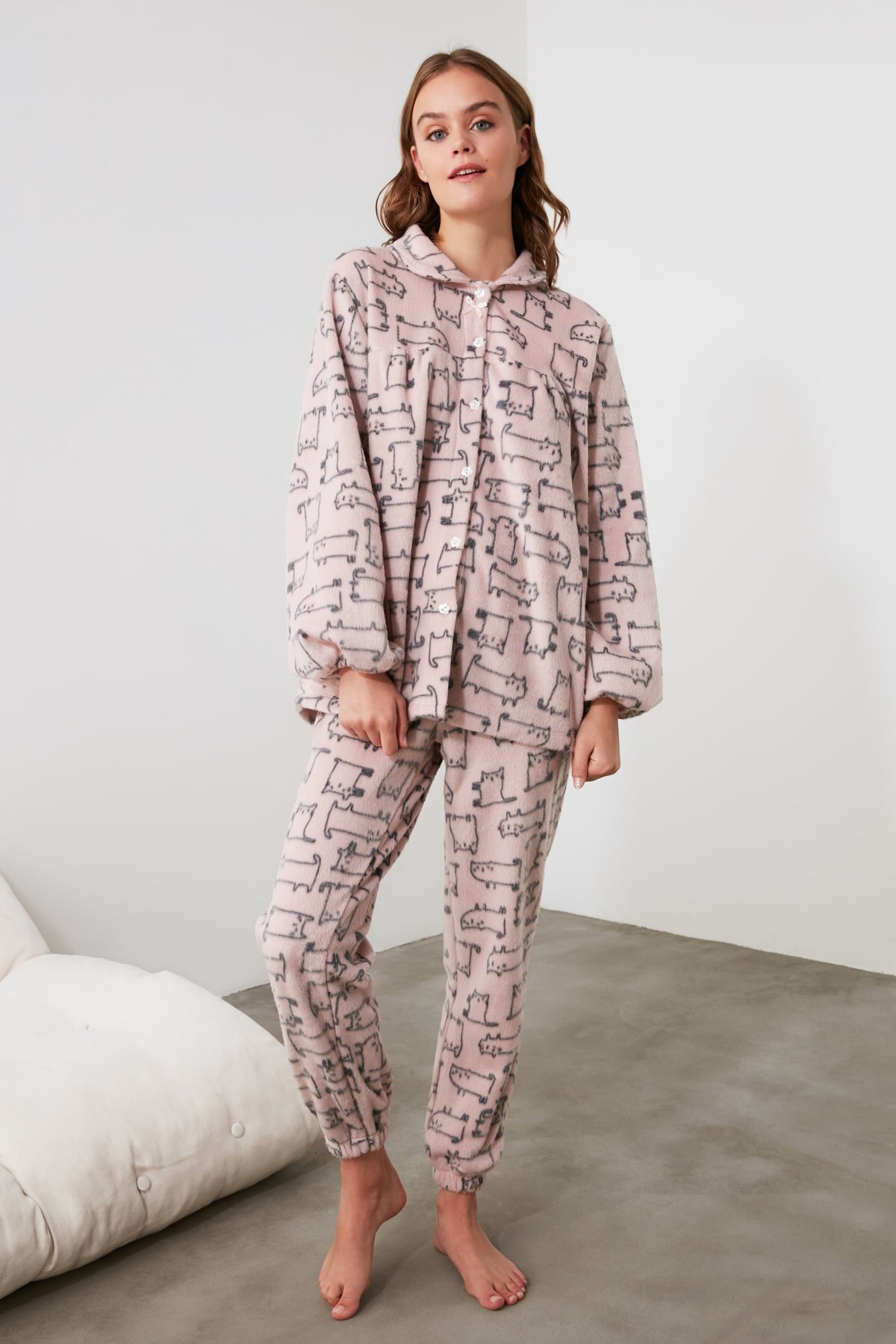 Trendyol Eyelash Knitted Pajamas Set THMAW21PT0585
