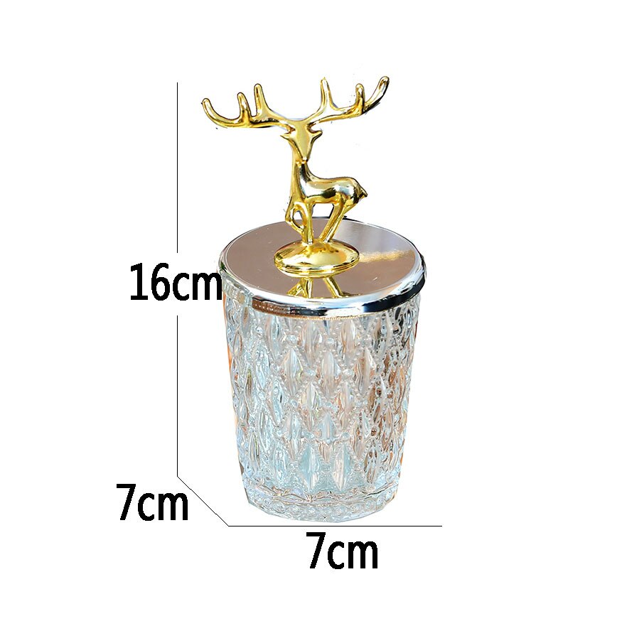 Glazen afgesloten voorraadpot gouden hertenkop deksel kruidenpotjes ornamenten kruidenkristal vochtbestendige container snoeppot: En