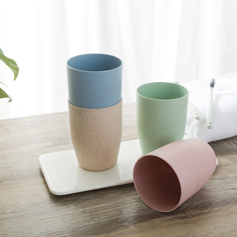 Taza de té de paja de trigo de plástico, taza de plástico ecológica para café, té, leche, bebida, taza de cepillo de dientes para baño y cocina