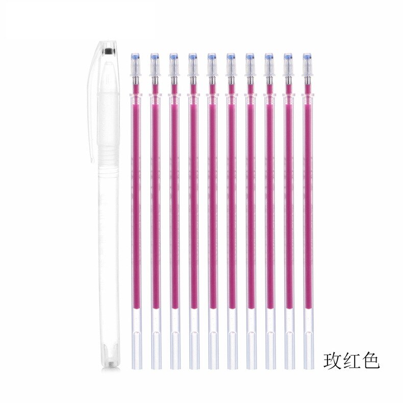 1Set = 10 Uds marcadores para tela lápiz calor de alta temperatura desapareciendo marcador plumas desaparecer de las líneas de dibujo Accesorios: Rose red 10Pcs