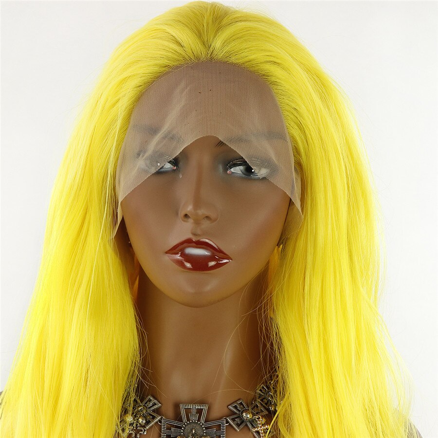 Long Body Wave Hair Synthetic Lace Front Wig Yellow Color Wig 26 Inch Glueless 180% Fiber Hair Wigs For Daily Women