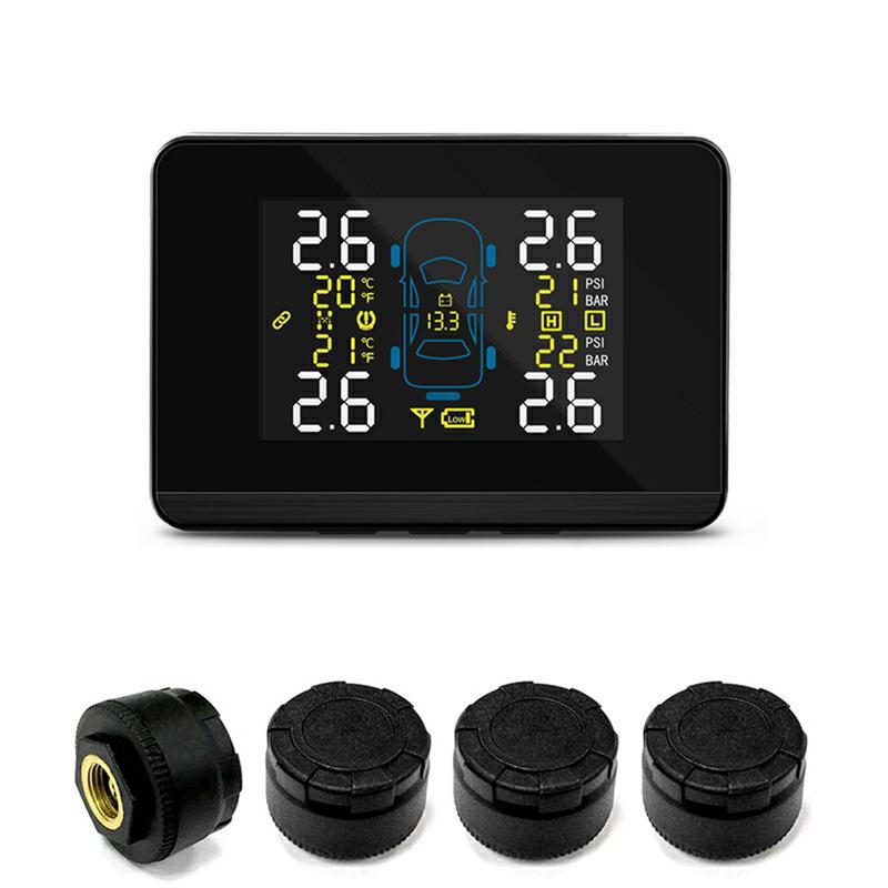 CAREUD DC8V-DC16V, TPMS Universal para coche, sistema de supervisión de presión de neumáticos inalámbrico para coche + Sensor externo para neumáticos de 4 ruedas: Default Title