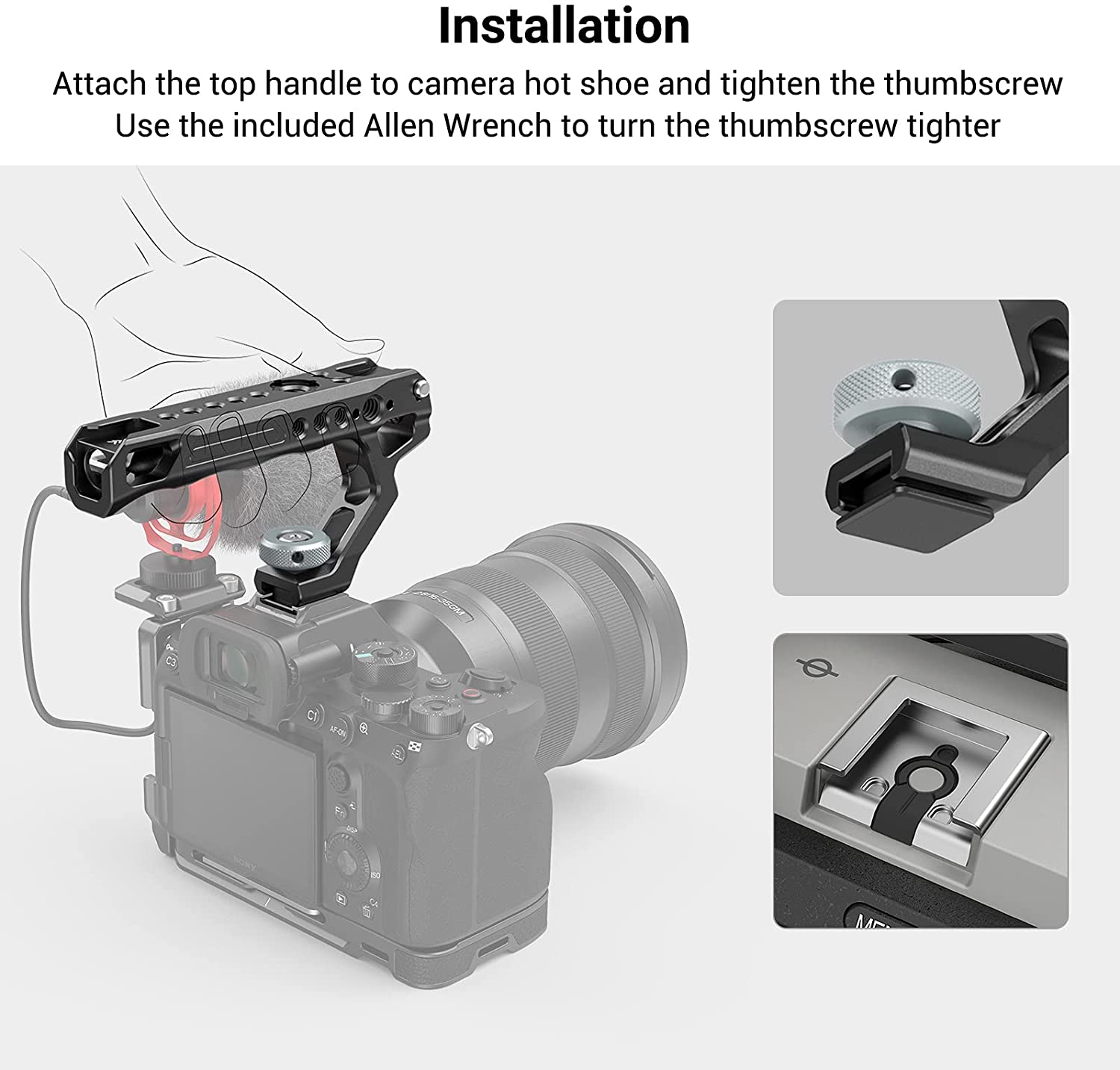 SmallRig Camera Video Handle Grip Stabilizer Quick Release Shoe Handle for Cameras Handheld Shooting Top Handle Side Grip 2094C