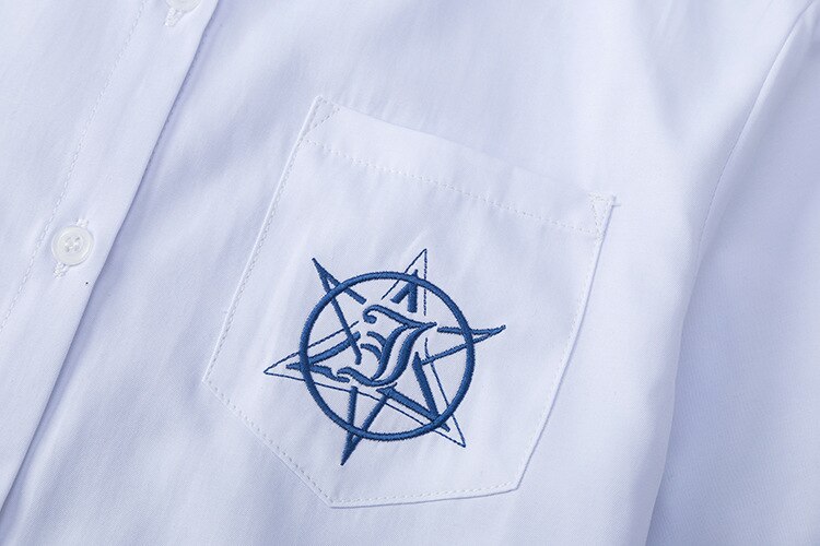 Hhexeron-Camisa blanca de manga corta/larga bordada para niños y niñas, uniformes de escuela secundaria, uniforme Jk