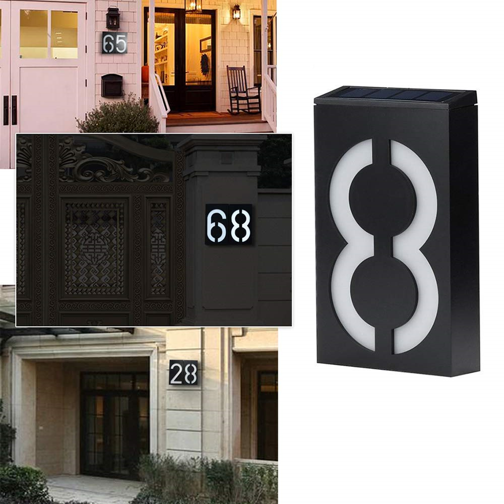 Panneau LED solaire avec numéro de maison, éclairage mural, panneau d&#39;adresse, éclairage d&#39;extérieur, pour maison, jardin, cour, rue