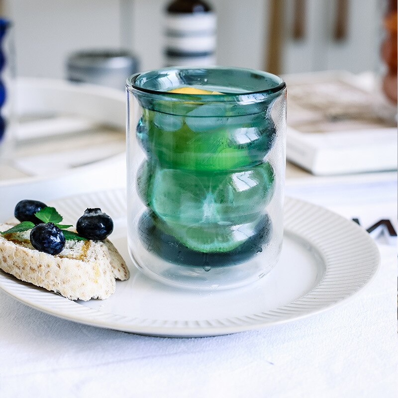 Dobbelt spiralglass høytemperaturbestandig farge kaffekopp melk te juice kopp frokost melk kopp drikke kopp