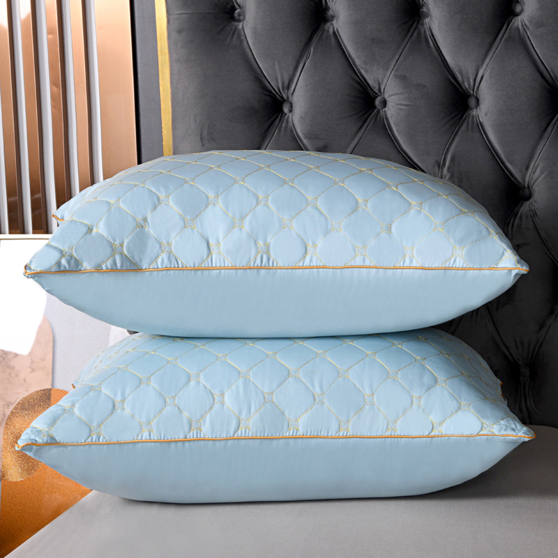 Oreiller de luxe de pour dormir, moelleux et de soutien, pour lit d'hôtel, mi-haut, noyau de remplissage, pour la maison: Bleu / High pillow 1pc