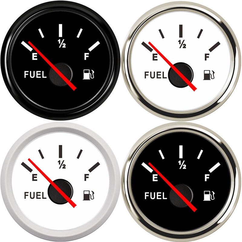 Indicador Universal de nivel de combustible para coche, medidor de nivel de gasolina, LED rojo, 2 pulgadas, 52mm, 9-32V, para autocaravana, barco, camión, RV