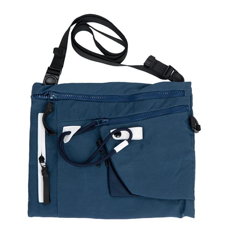Funktion Männer Bote Taschen Streetwear Schulter Tasche Hochwertige Wasserdichte Reisetasche Männer Straße Stil Hüfte Crossbody Brust Tasche: Blau