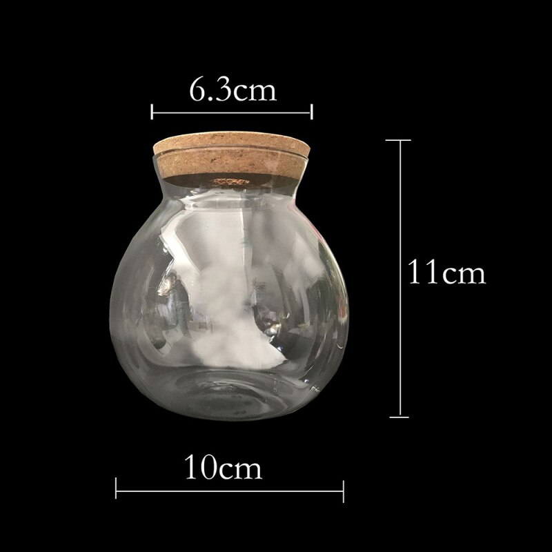 Tarro de cristal redondo para acuario, botella vacía de micropaisaje, luz nocturna, adornos para pecera, 1 ud.: 1