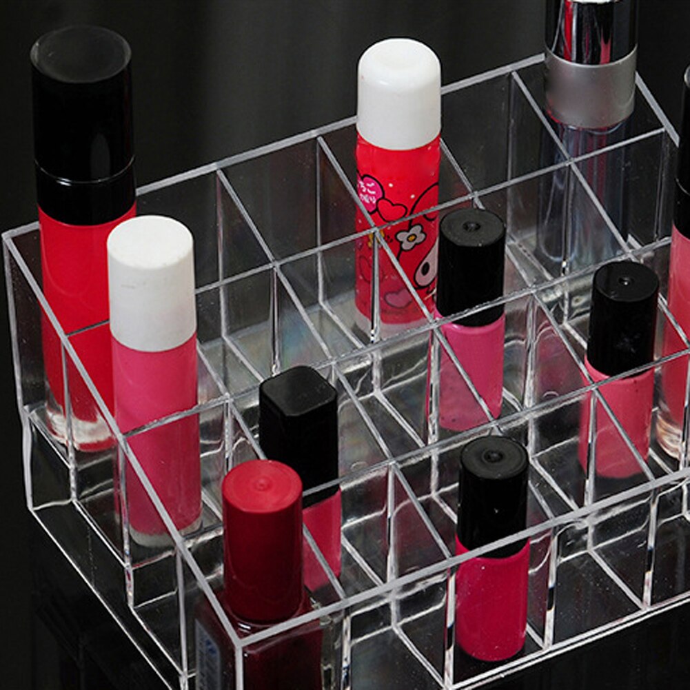 Estuche de acrílico transparente para 24 cosméticos, expositor de esmalte de uñas, estante vacío, organizador de joyas y cosméticos