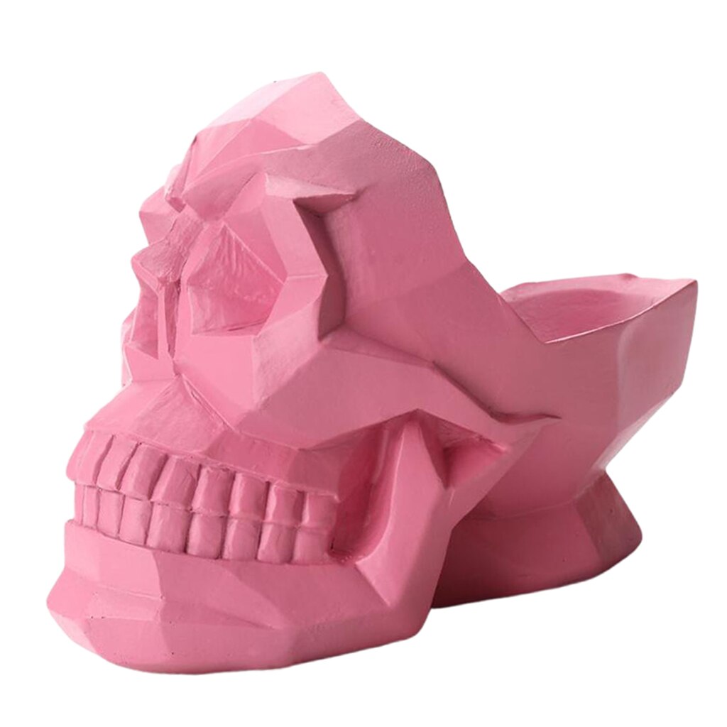 Geometrische Skeletschedel 3D Candy Container Desktop Telefoon Display Stand Opslag: Pink