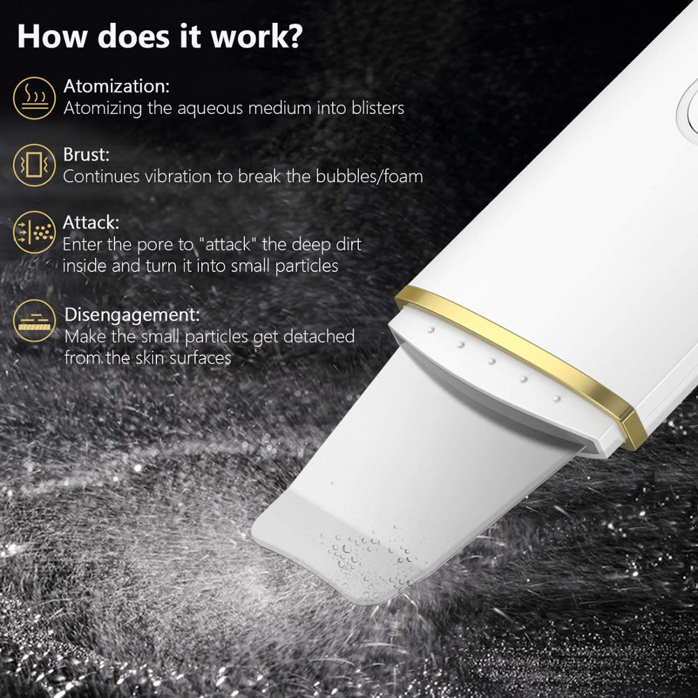 Ultrasonic Skin Scrubber Vibrate Ion Deep Face Clean Machine Facial Spatula Skin Scraper Ultrasound Peeling Shovel Pore Cleaning