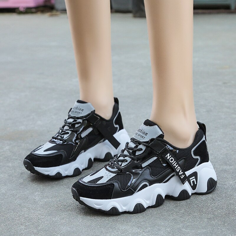 Damskie grube trampki grube dno platformy buty wulkanizowane moda oddychające buty tenisowe dla kobiety kobieta Zapatos De Mujer