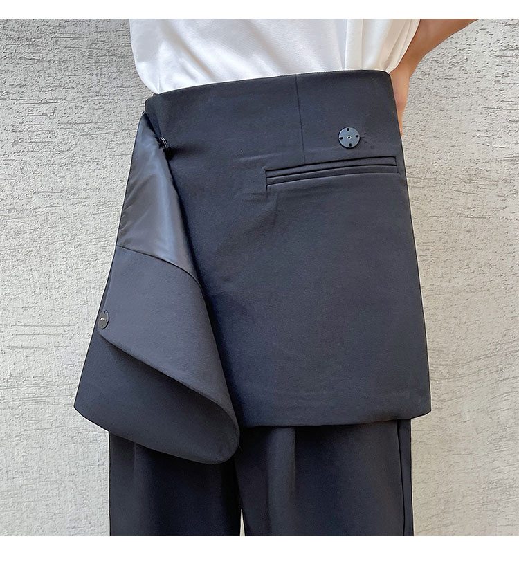 Men 2 Pieces Sets Pants Removable Skirt Suit Pant Male Harajuku Korean Streetwear Trendy Casual Suit Pants Trousers