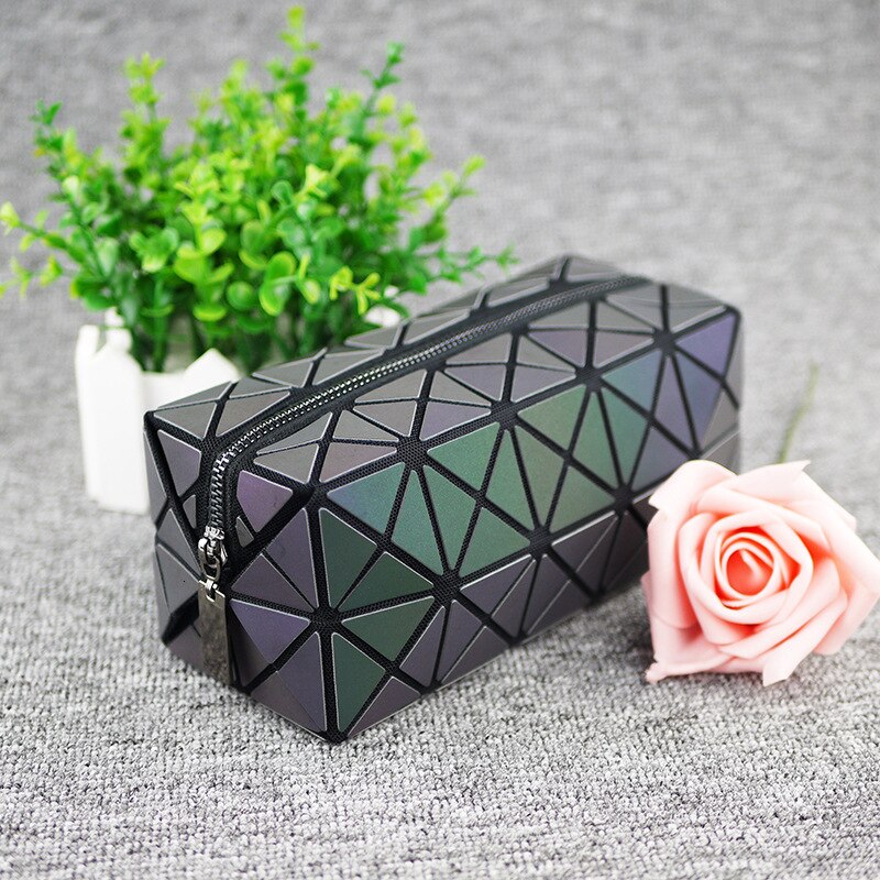 Selvlysende clutch tasker til kvinder punge luksus misfarvning geometrisk lynlås lange punge dame håndtaske boks mobiltelefon tasker: Type 1
