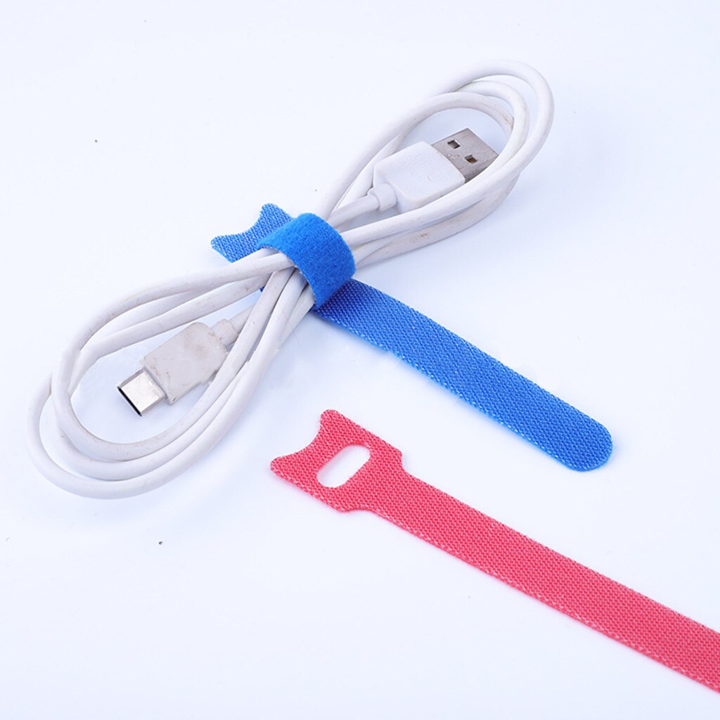 Cable de Velcro tipo T para ordenador, organizador de cables reutilizable de colores, correas de alimentación, 50 Uds., # W2G