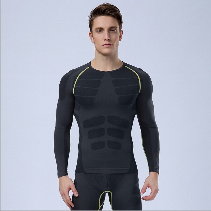 Men's quick-drying sport long sleeve sport pants clothes Long Johns compression Underwear slim corset 1 set=tops + pants