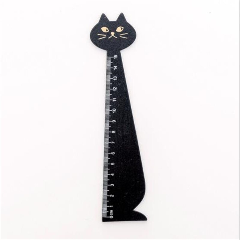 15cm Verse Snoep Kleur Leuke Kat Houten Liniaal Meten Rechte Ruler Tool Relatiegeschenk Briefpapier