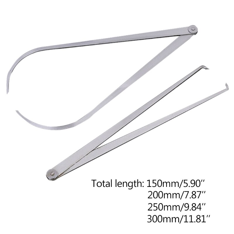 2 Pcs Stainless Steel Inside Outside Caliper Set Straight/Bent Leg Ceramic