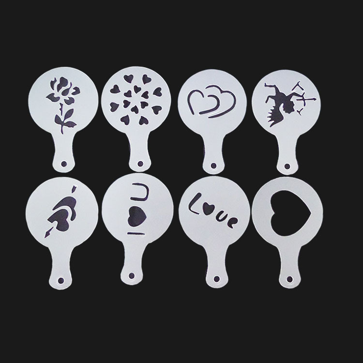 Molde de flores para extraer café de 16 piezas, modelo de impresión de café, almohadilla para polvo, aparato de café de lujo, herramienta de decoración de café Latte Kabu