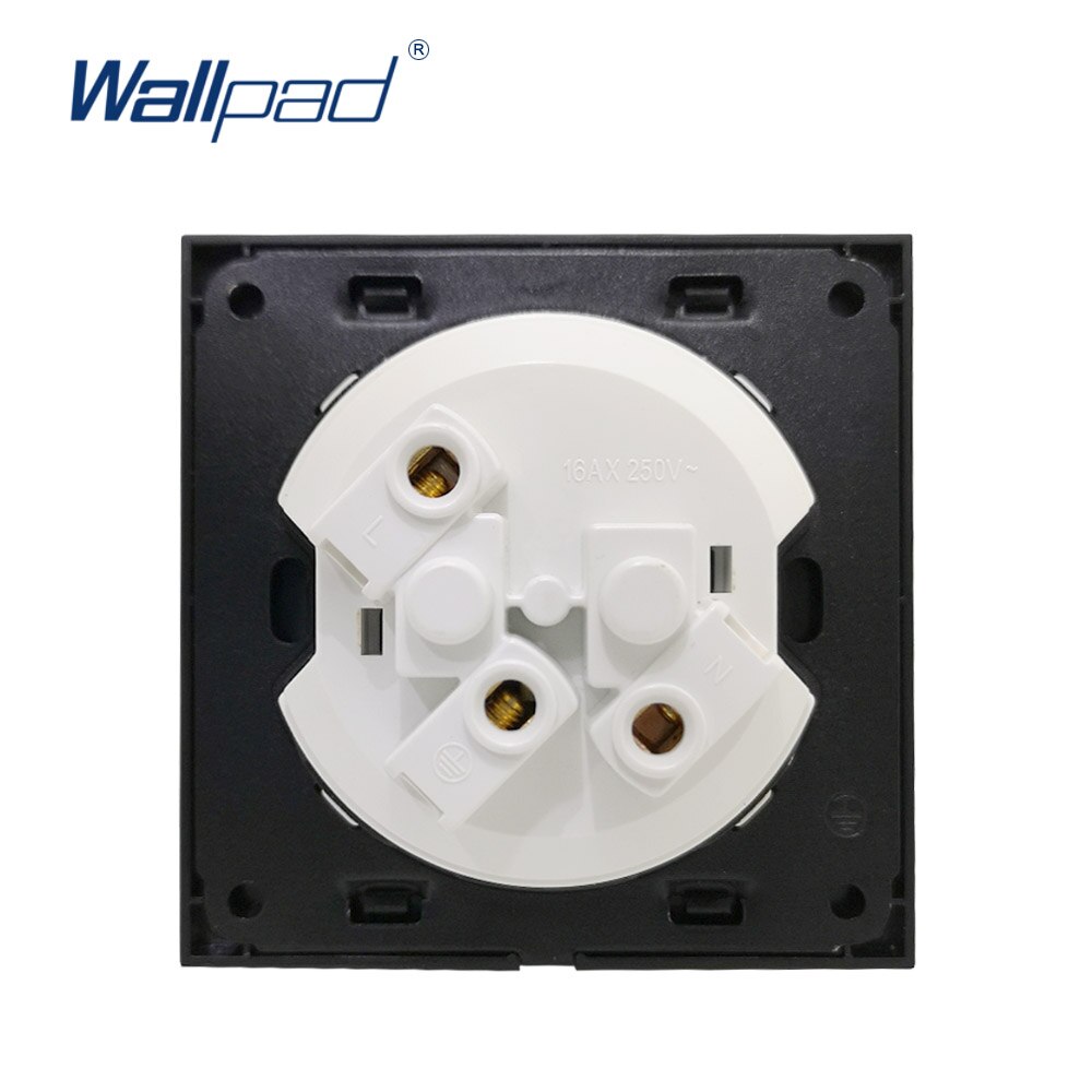 Wallpad 16A EU Standard Wall Power Socket Outlet Gold Crystal Glass Panel Grounded With Child Protective Lock