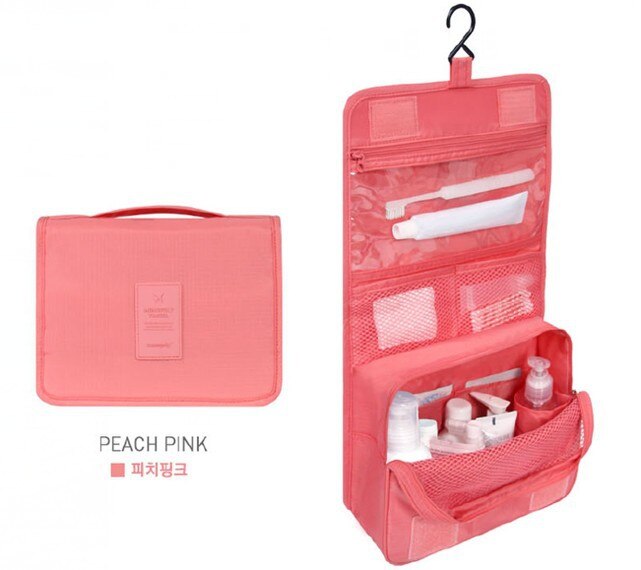 Frauen machen-hoch Taschen Reise Kosmetische Tasche Pflege Organizer Wasserdicht Lagerung Neceser Hängen Schlecht Waschen Tasche: Wassermelone rot