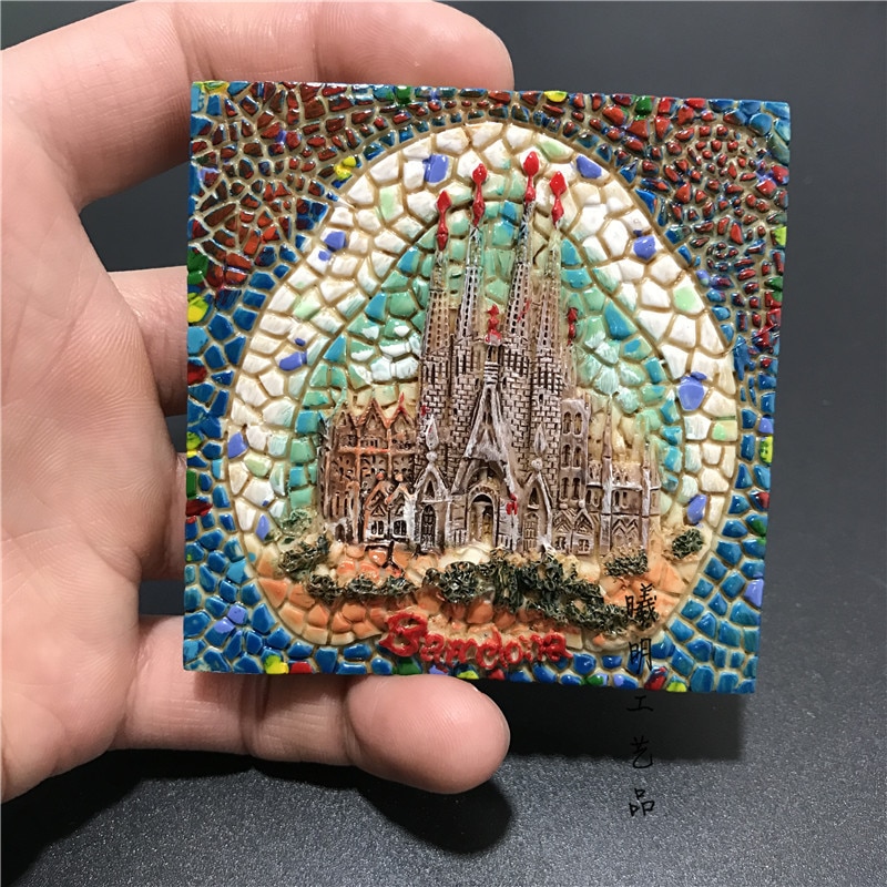 Spanien basilika i tempel expiatori de la sagrada familia håndmalet køleskabsmagneter souvenir barcelona magnet køleskab: Default Title