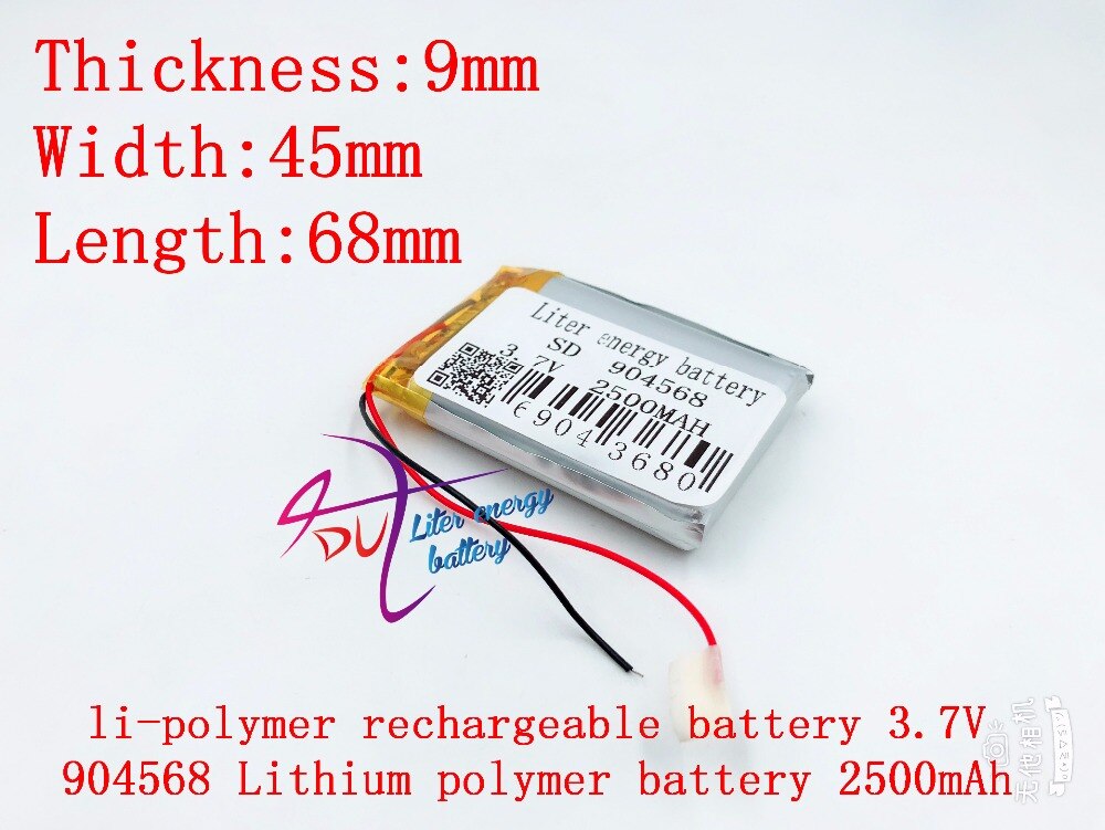 li-po 3.7V,2500mAH 904568 polymer lithium ion / Li-ion battery for model aircraft,GPS,mp3,mp4,cell phone,speaker,bl