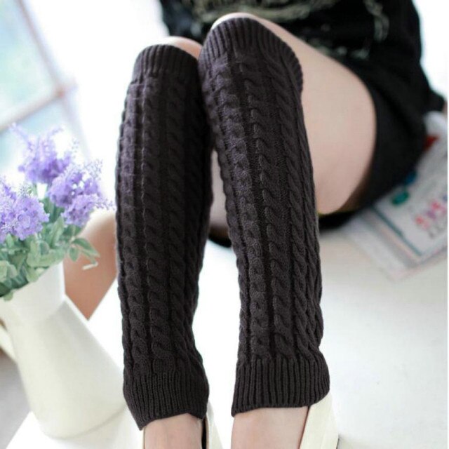 &30 Winter Cotton Sock Women Winter Warm Leg Warmers Knitted Scoks Crochet Long Boots Socks Теплые Носки: Grey 