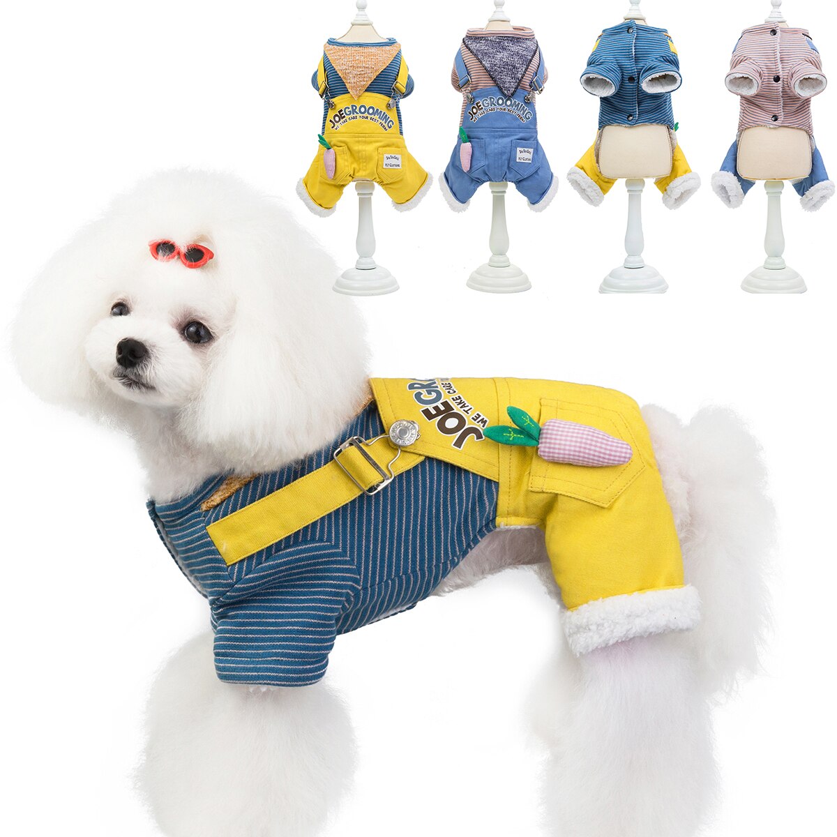 Pet Pajamas Dog pajamas Pet Cute Costumes Winter Pet four-Leg Pants Warm Outfit Pet Cat Striped Carrot overalls Costume