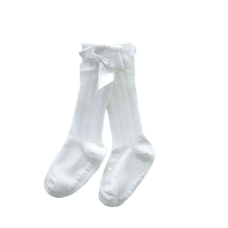 0-4 Jaar Baby Kids Sokken Knie Hoge Bogen Leuke Meisjes Sokken Lange Buis Kinderen Casual Sokken: WHITE / 0 To 2 years