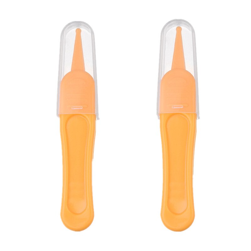 2 unids/lote pinzas de limpieza obtusa de seguridad para la limpieza del bebé moco de cera para los oídos pinzas de suciedad para el ombligo cuidado diario de enfermería para bebés: 2pcs yellow