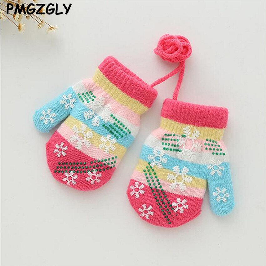 Kinderen Handschoenen Herfst Winter Kinderen Warme Handschoenen Jongens Meisjes Zachte Wanten Snowflake Streep Producten Baby Accessoires Handschoenen