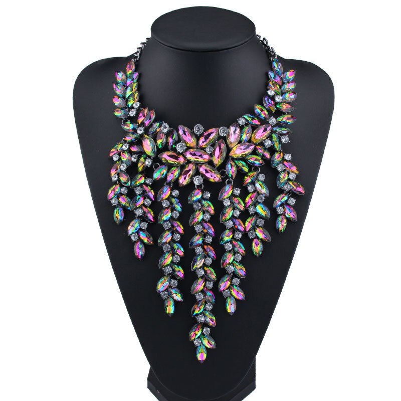 MYDANER-Collar grueso multicolor con diamantes de imitación para mujer, Gargantilla, joyería: E3