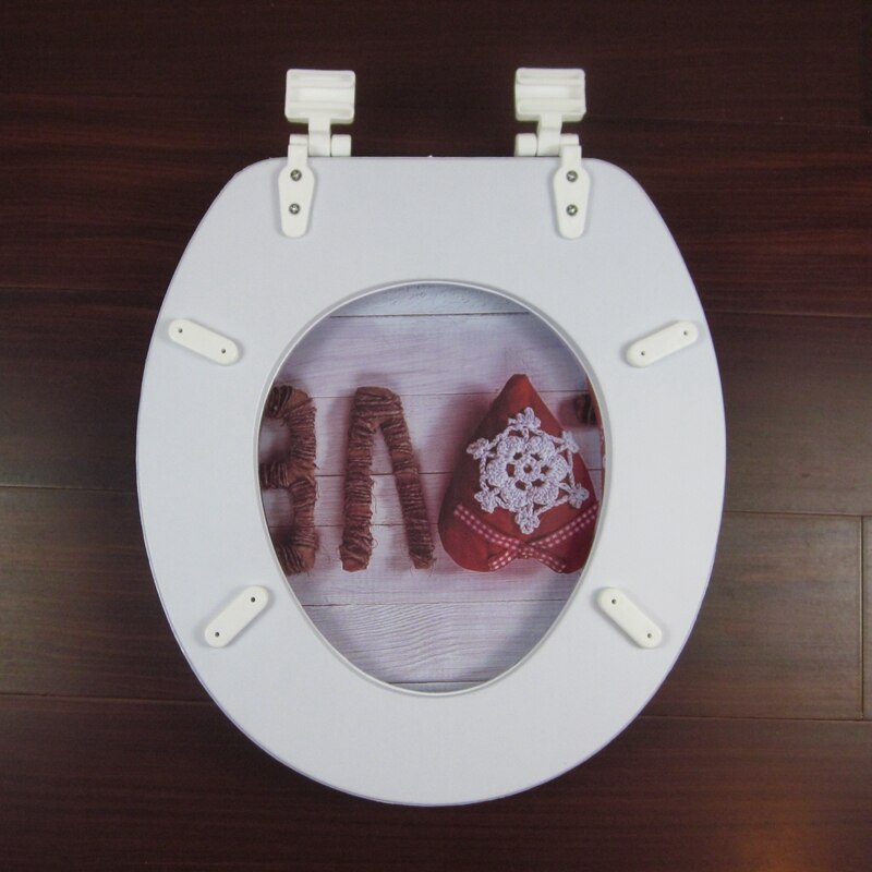 Couvercle de toilette L0VE motif doux siège de toilette de siège de toilette ensemble de couverture éponge 17 "siège de toilette