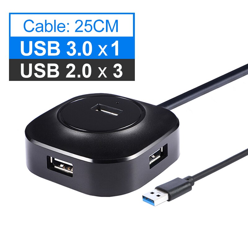 Opselve usb hub usb 3.0 hub splitter flere usb hab 2.0 multi hub expander 4 port hub til pc laptop usb 3.0 usb hub adapter: Usb 3.0 usb 2.0 25cm