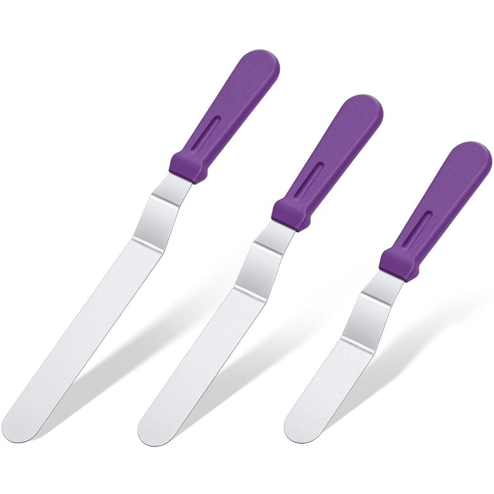 U-Smaak 6 &quot;8&quot; 10 &quot;Icing Spatel Rvs Gebak Cake Spatel Soepeler Fondant Strooier Icing frosting Bakken Decorating Tool: Purple