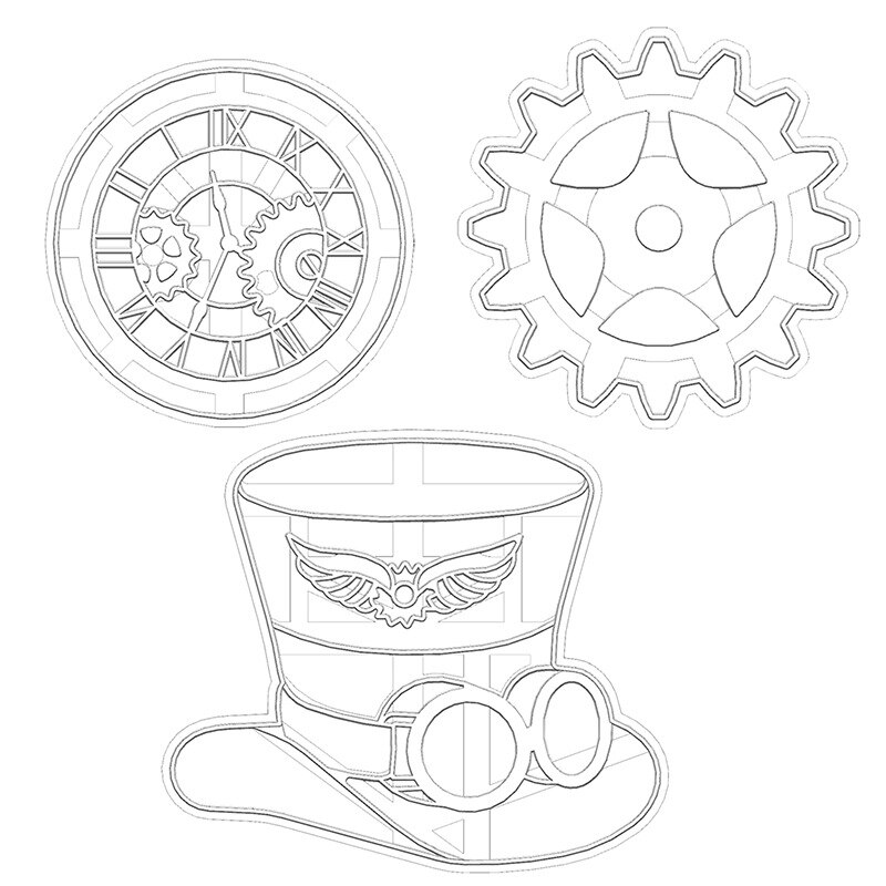 3Pcs Steampunk Gear Biscuit Mold Cookie Cutter Set Plastic Press DIY Cookie Stamp Pastry Tools Fondant Cutter Baking Accessories: Default Title