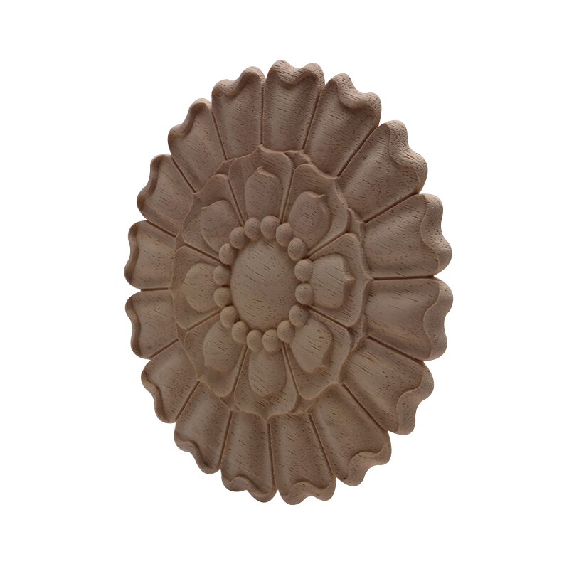 European Antique Unpainted Floral Oval Wooden Furniture Decoration Accessories Corner Wood Applique Wood Mouldings Wood Decal